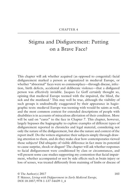 Cultural Perceptions and Stigma Surrounding Facial Disfigurement