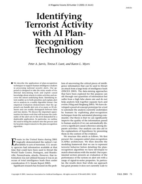 Understanding the Threat: Identifying Terrorist Activities