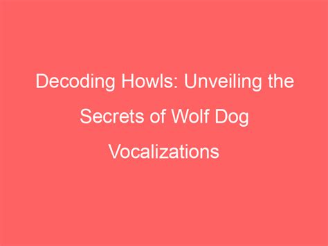 Unveiling the Symbolic Power of Canine Vocalizations in Reveries